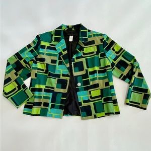 Vintage Green Geometric Print Jacket